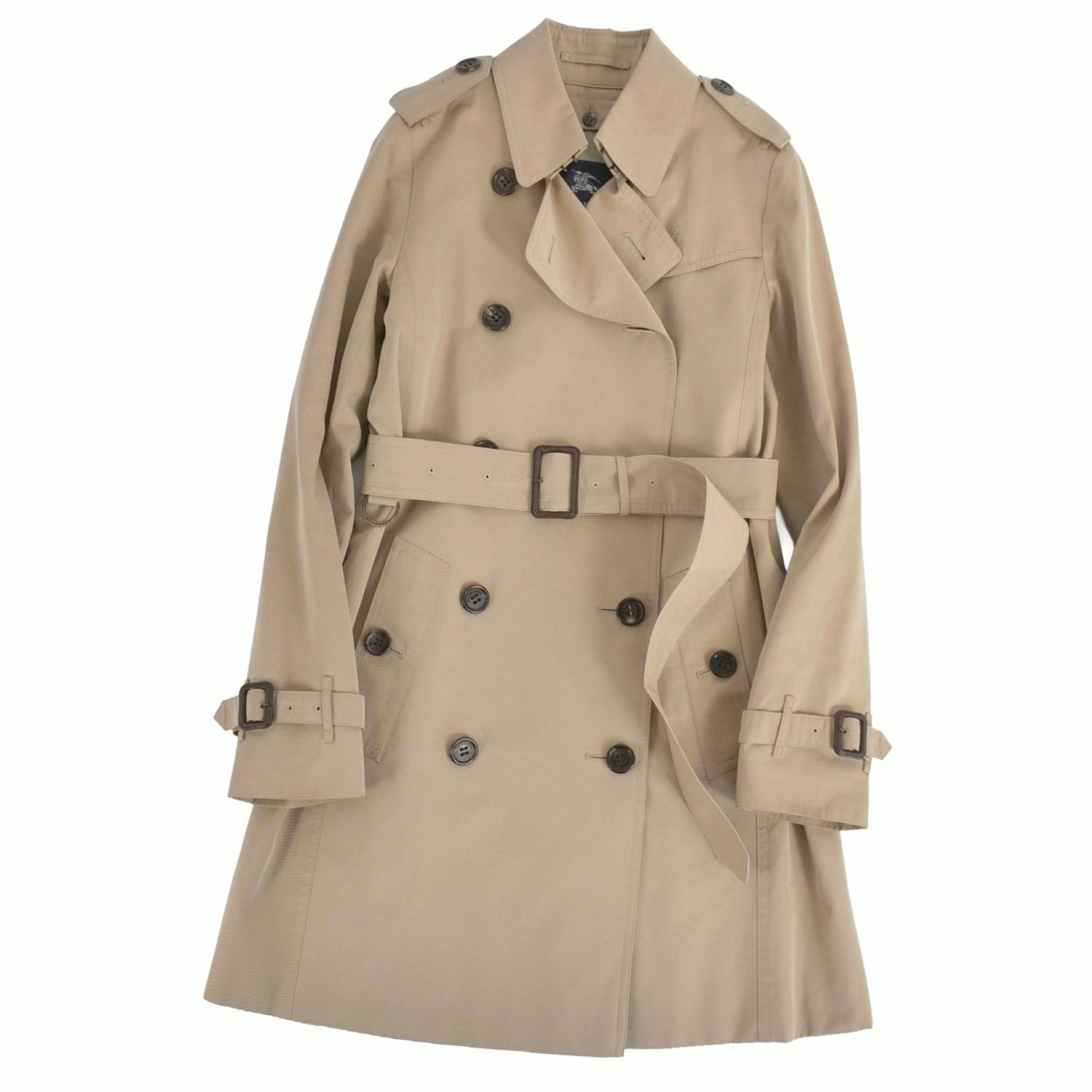 【美品】赤ちょうちんバリー 英国の首都 BURBERRY LONDON 厚地の外套 トレンチコート ラインドライブ付き添い人 裏読み合わせる アウター レディース 34(XS好いかげんに) ベージュ【中古】