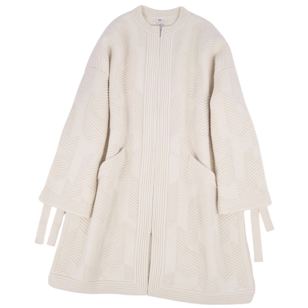 【極美品】エルメス HERMES コート 23AW ロングコート ウール ニット ジップアップ アウター レディース イタリア製 34(S相当) アイボリー【中古】｜MODEST LORD 仙台 店 112,810円