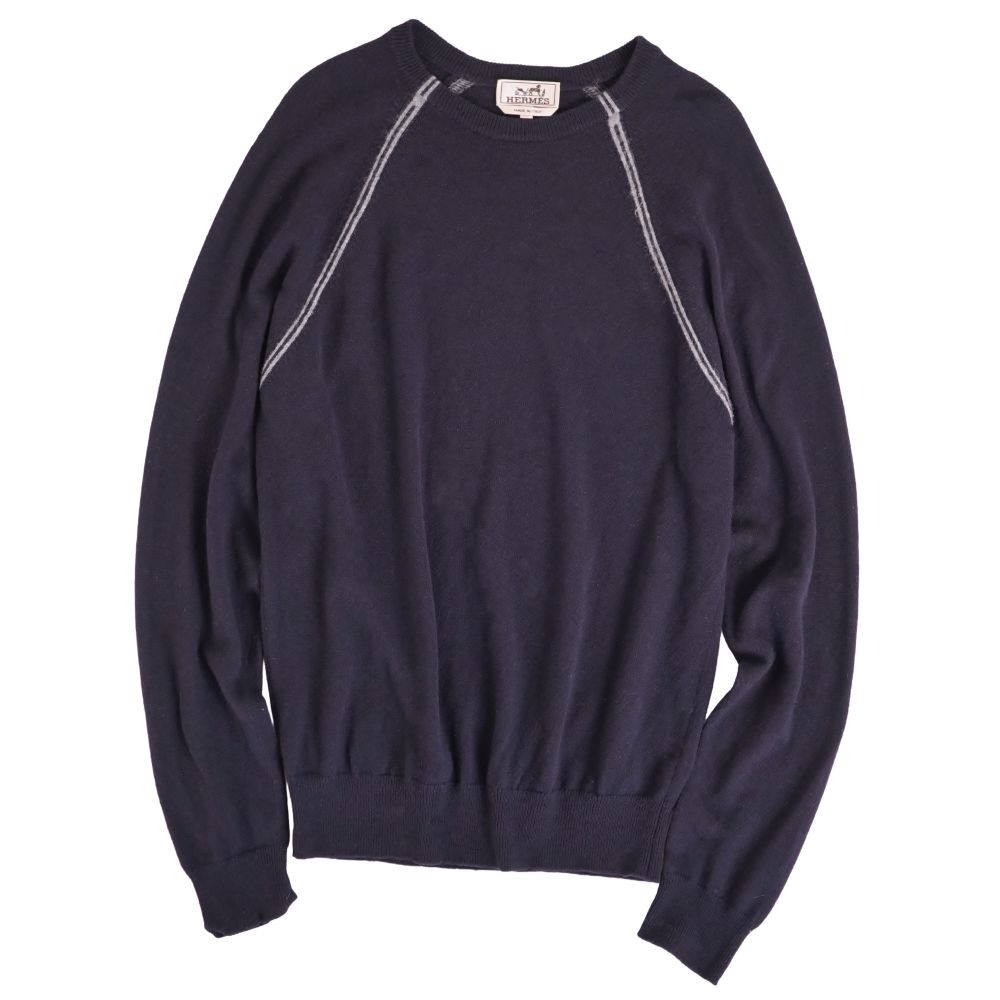 【美品】エルメス HERMES ニット 20AW セーター ロングスリーブ 長袖 ウール カシミヤ トップス メンズ イタリア製 M ネイビー【中古】 32,487円