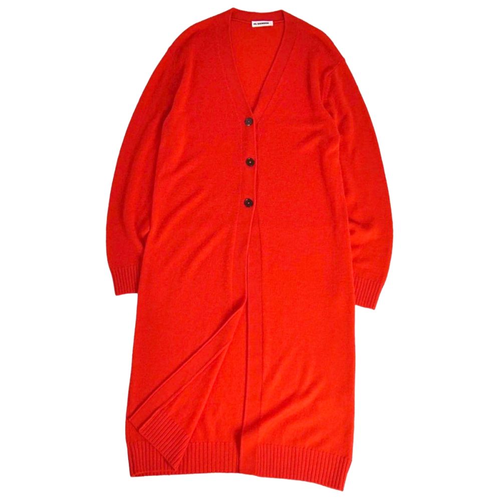 【美品】ジルサンダー JIL SANDER+ ジレー ロングジレー 編み物 羊毛 トップス レディース イタリア製 32(XS好いかげんに) 赤いこと【中古】
