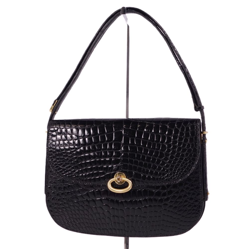 楽天市場】ミッシェルアドルフ クロコダイル ハンドバッグ ブラック 黒
