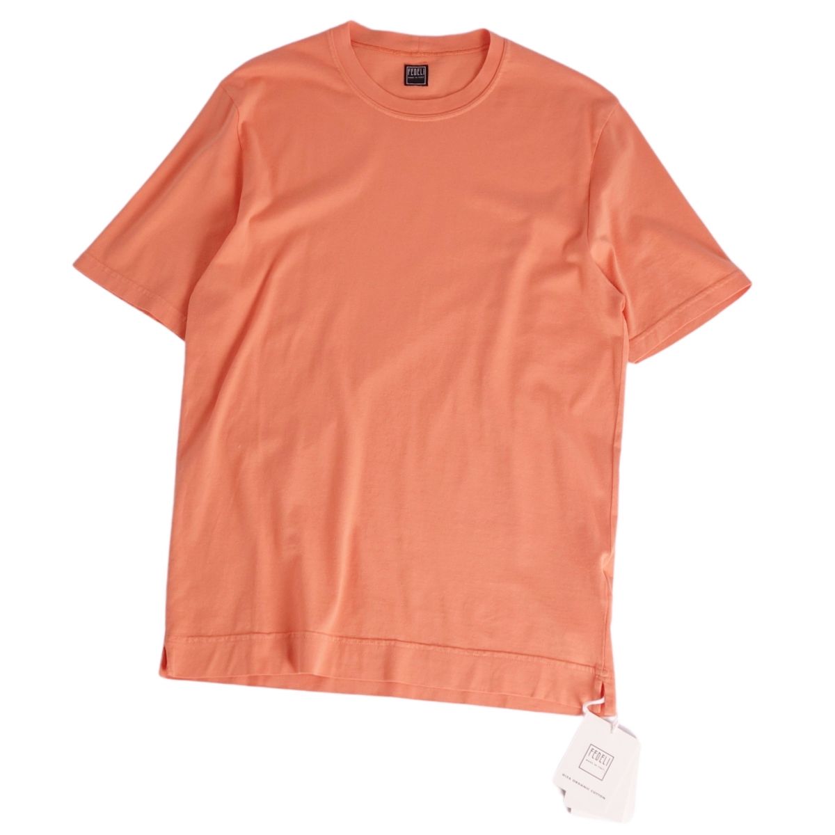 【新古品】FEDELI フェデリ Tシャツ カットソー ショートスリーブ 半袖 コットン トップス メンズ 44(S相当) オレンジ【中古】