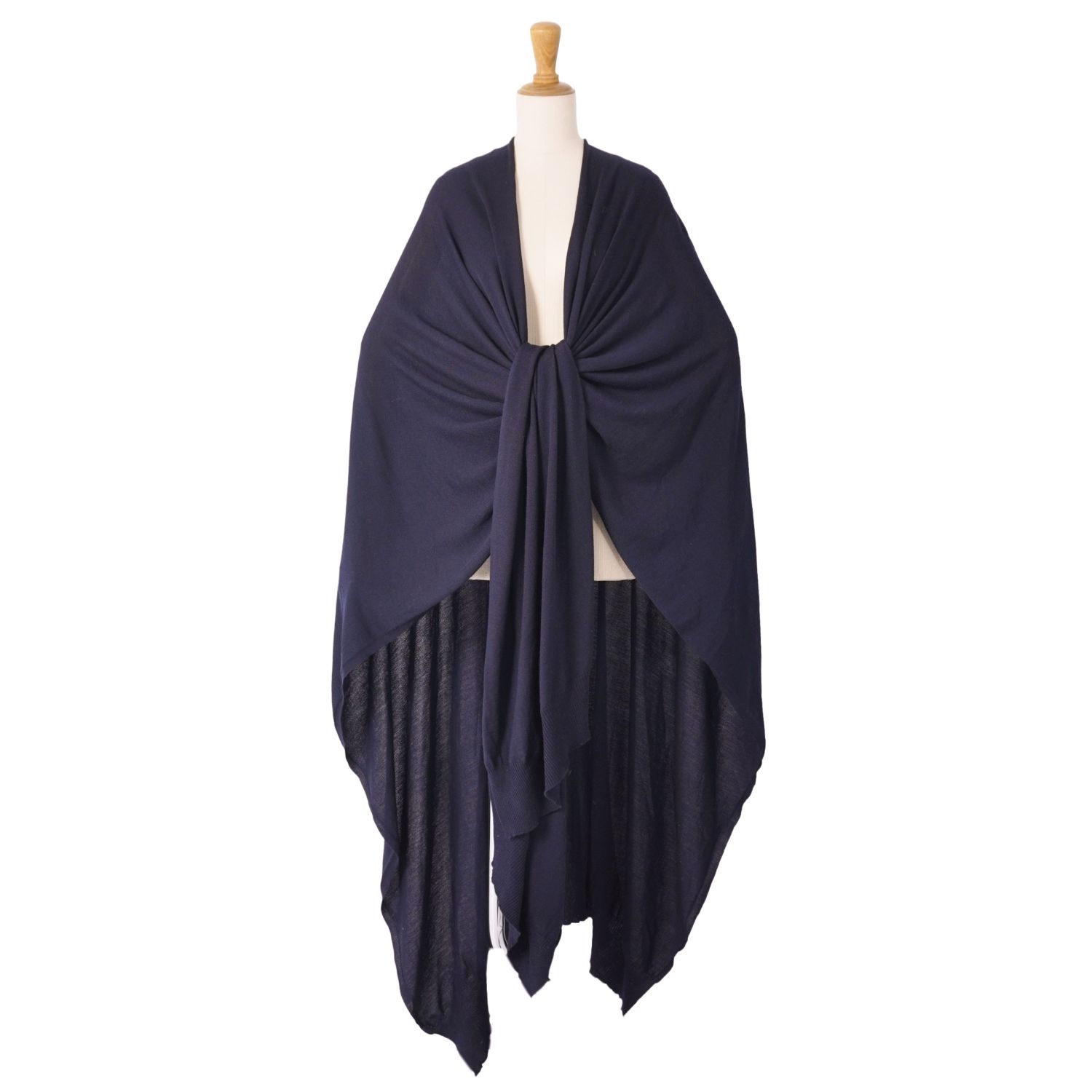 【極美品】ザ ロウ THE ROW ニット コート カーディガン ポンチョ ケープ ウール カシミヤ 無地 レディース 1SZ ネイビー【中古】