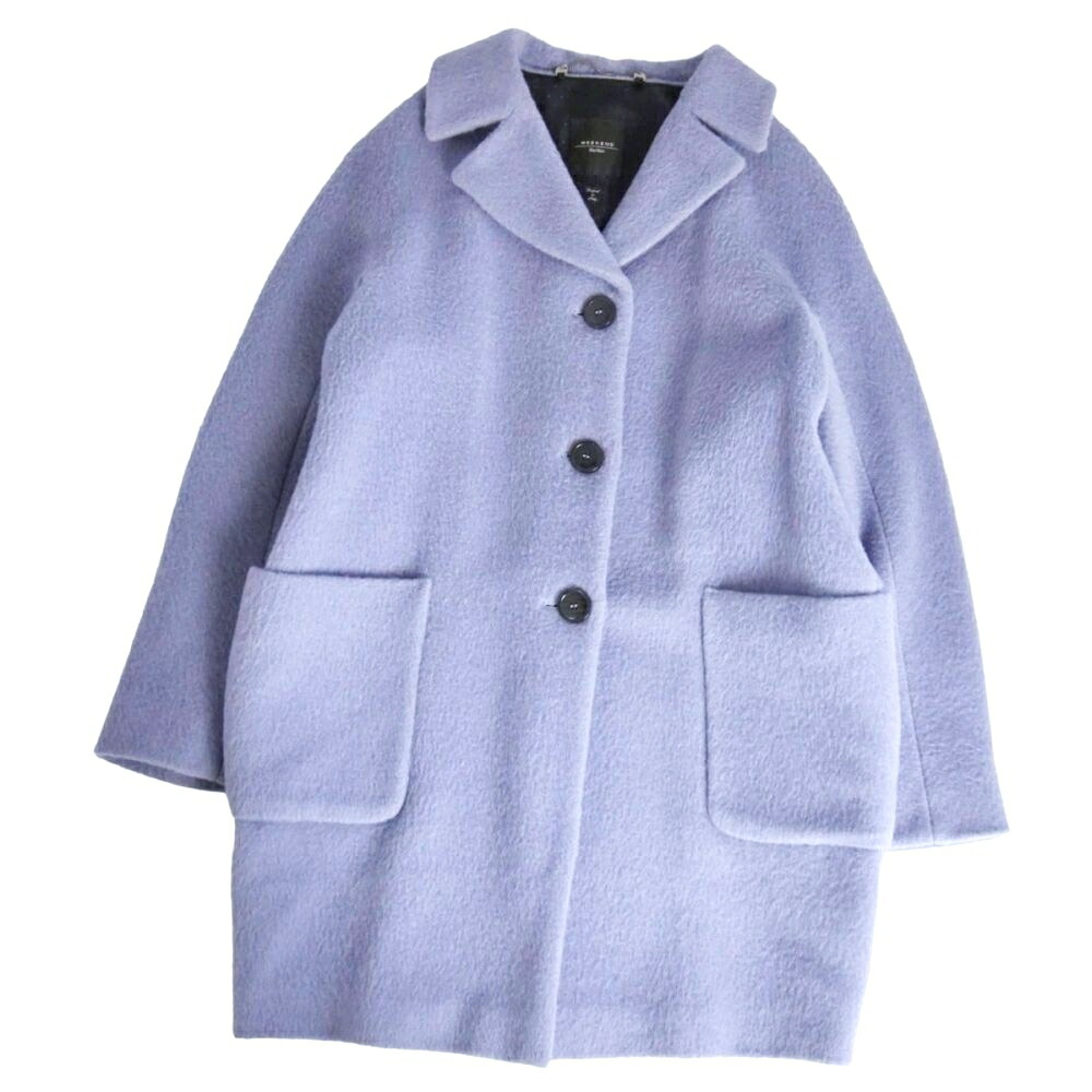 【美品】マックスマーラ Max Mara WEEKEND 厚地の外套 羊毛 アルパカ モヘヤ アウター レディース JI36 US2 GB4(XS好いかげんに) 青み【中古】