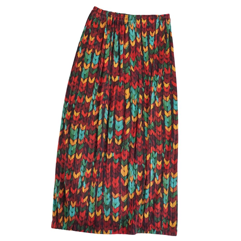 【美品】プリーツプリーズ イッセイミヤケ PLEATS PLEASE スカート ロングスカート 総柄 プリーツ ボトムス レディース 1(S相当) マルチカラー【中古】