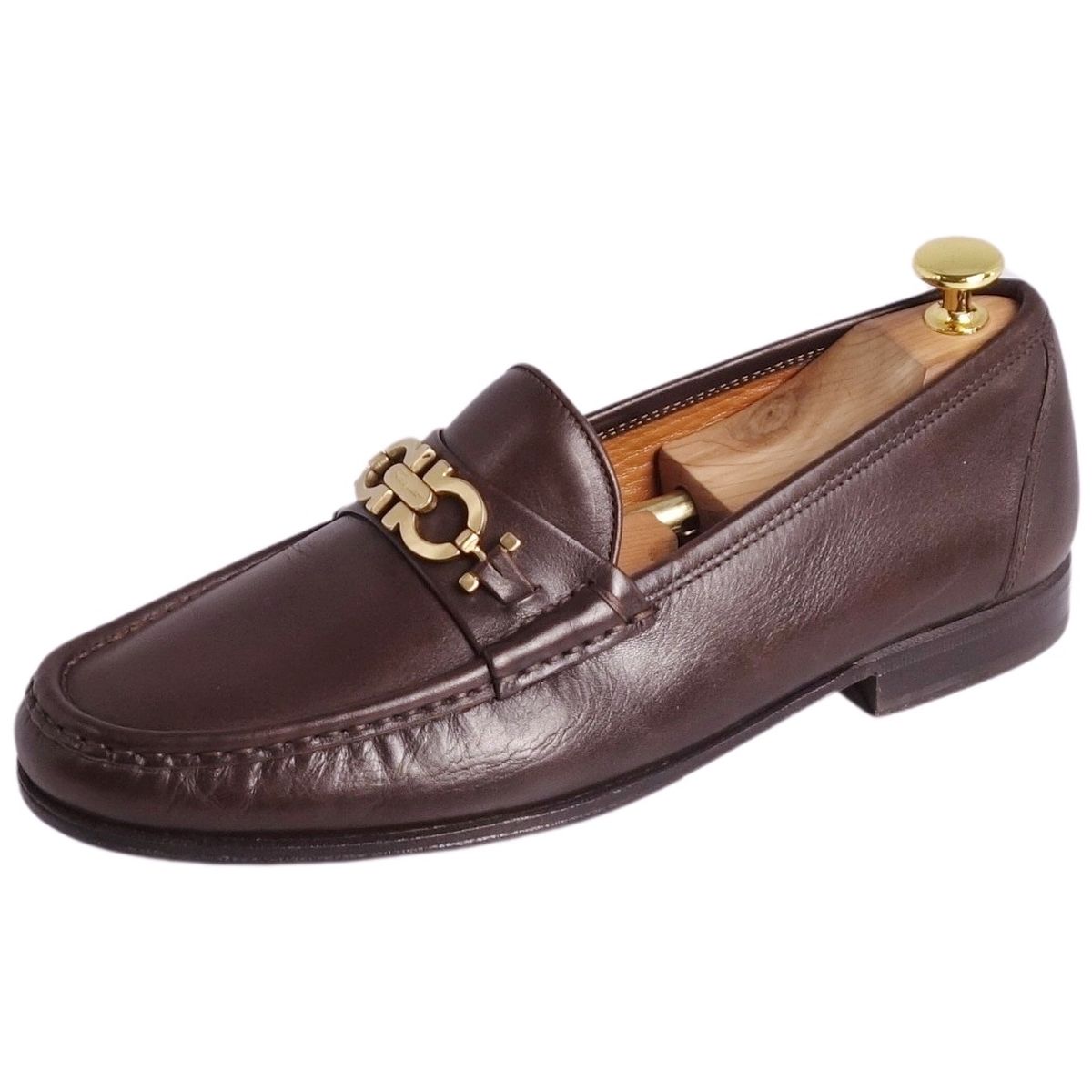 サルヴァトーレ フェラガモ Salvatore Ferragamo ローファー モカシン ガンチーニ レザー 革靴 メンズ イタリア製 8EE(26cm相当) ブラウン【中古】