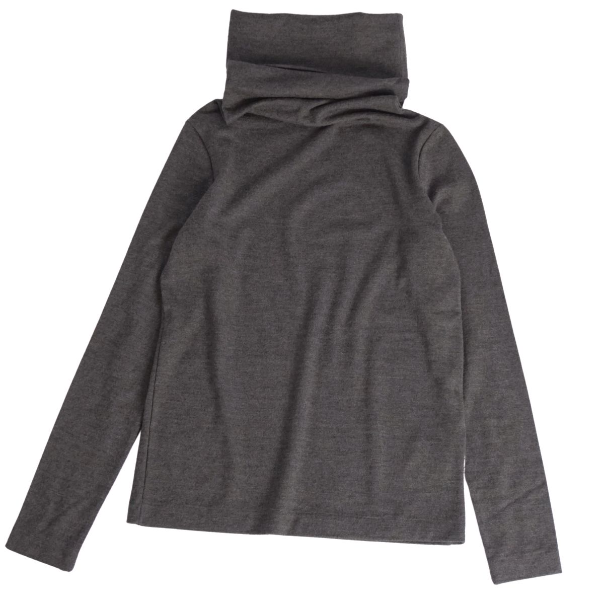 【美品】ジルサンダー JIL SANDER ニット ハイネック セーター ロングスリーブ 長袖 ウール トップス レディース イタリア製 34(S相当) グレー【中古】
