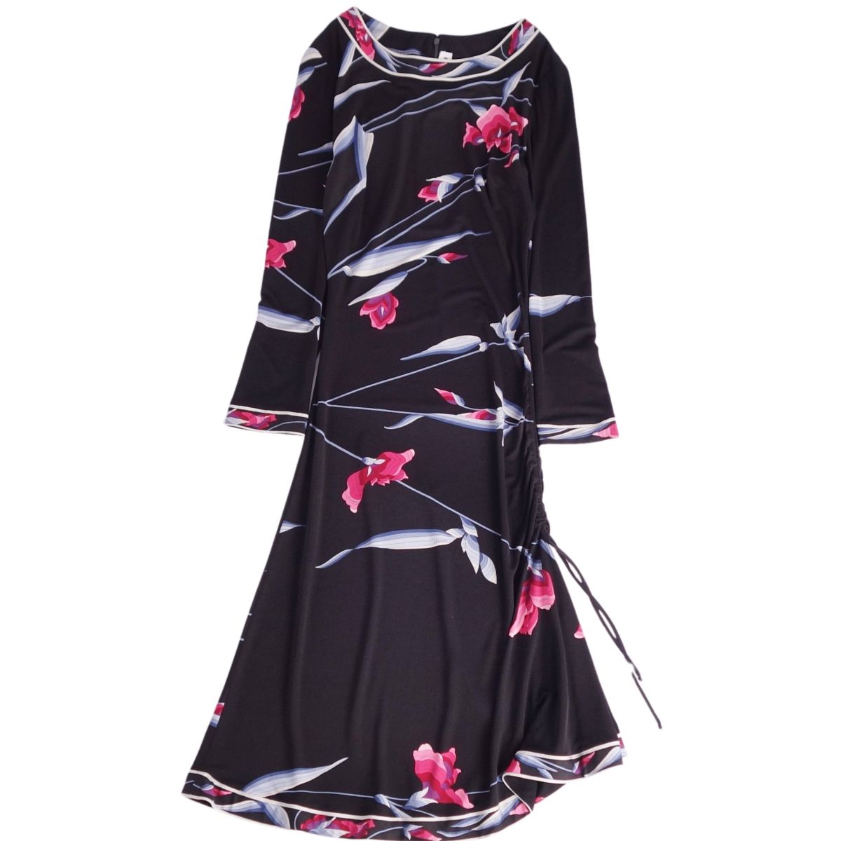 【美品】レオナール LEONARD PARIS ワンピース ドレス ロングスリーブ 長袖 シルク100％ ジャージー トップス レディース 40(M相当) マルチカラー【中古】