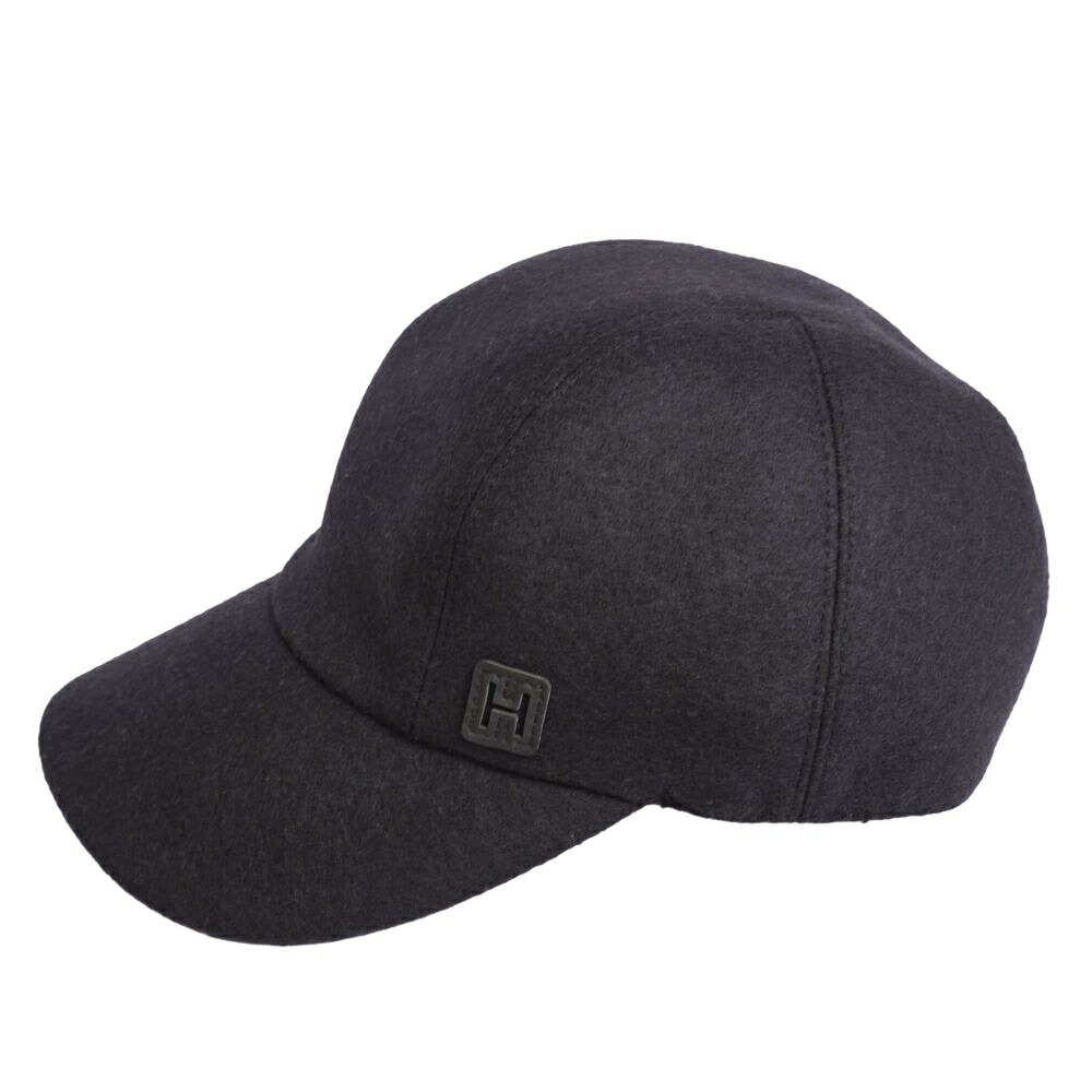【極美品】エルメス HERMES 2024 かぶり笠 マイルス Miles H Cut cap セリエボタン H取りすてる 羊毛 なめし革継ぎ切れ メンズ フランス共和国製 59 靉靆たる薄墨色【中古】