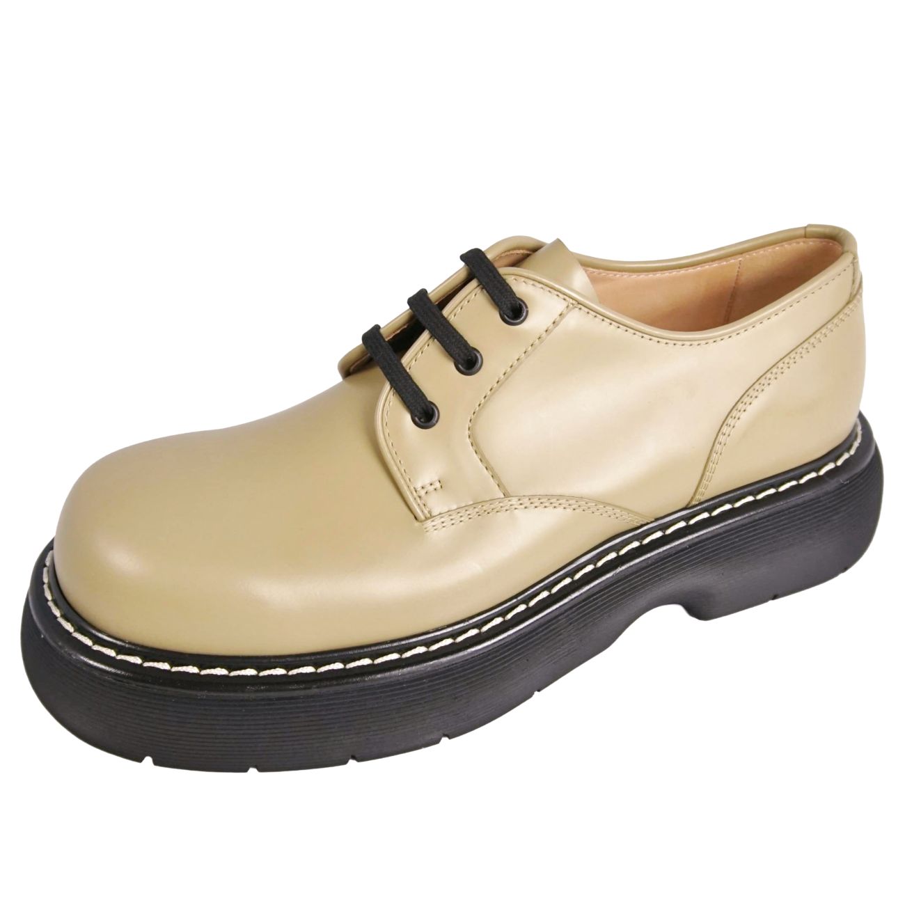 【新古品】ボッテガヴェネタ BOTTEGA VENETA レザーシューズ Bounce バウンス ダービーシューズ 靴 メンズ イタリア製 44(29cm相当) カーキベージュ【中古】
