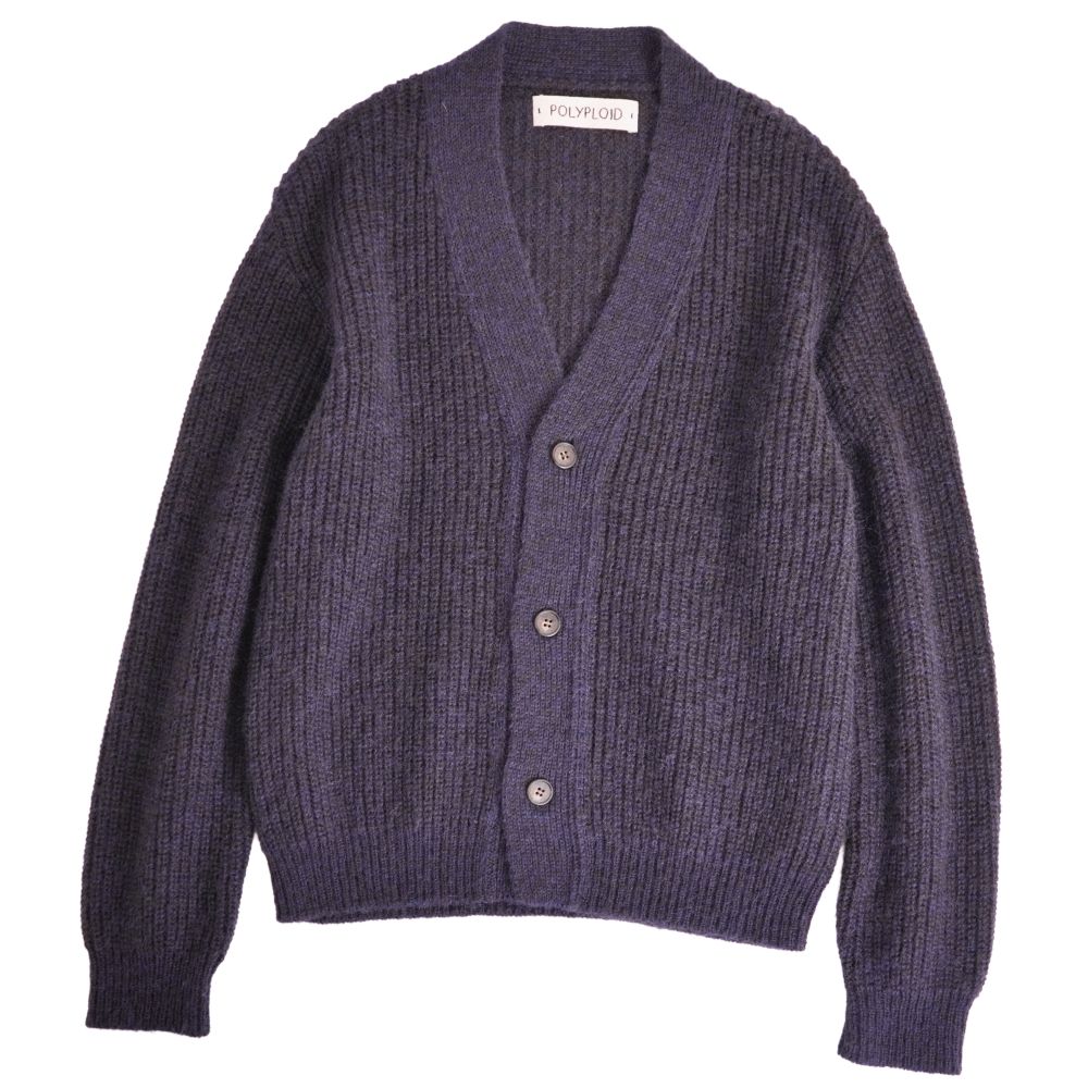 【美品】ポリプロイド POLYPLOID ジレー KNIT CARDIGAN C 編み物 モヘヤ 羊毛 トップス メンズ 3(L好いかげんに) 米国海軍【中古】