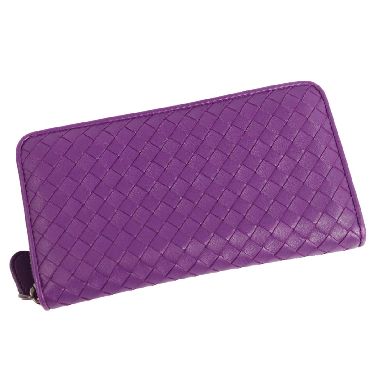 美品　ボッテガヴェネタ　イントレチャート　ラウンドファスナー　パープル　長財布 BOTTEGA VENETA ボッテガヴェネタ イントレチャート ラウンド