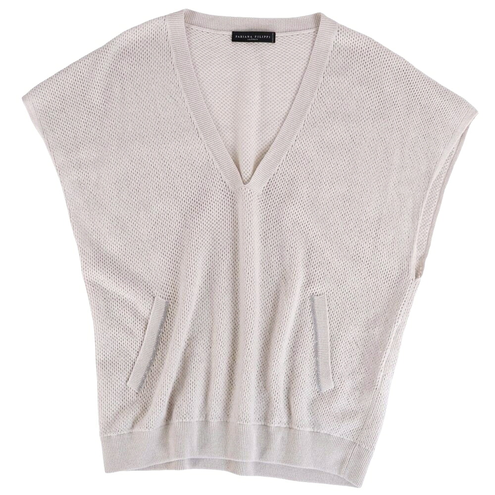 【美品】ファビアナフィリッピ FABIANA FILIPPI ニット セーター フレンチスリーブ ルーチェ トップス レディース イタリア製 S グレージュ【中古】｜MODEST LORD 仙台 店
