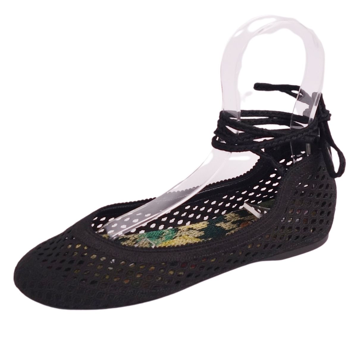 【新古品】クリスチャンディオール Christian Dior パンプス フラットパンプス ストラップ メッシュ シューズ 靴 レディース イタリア製 36(23cm相当) ブラック【中古】