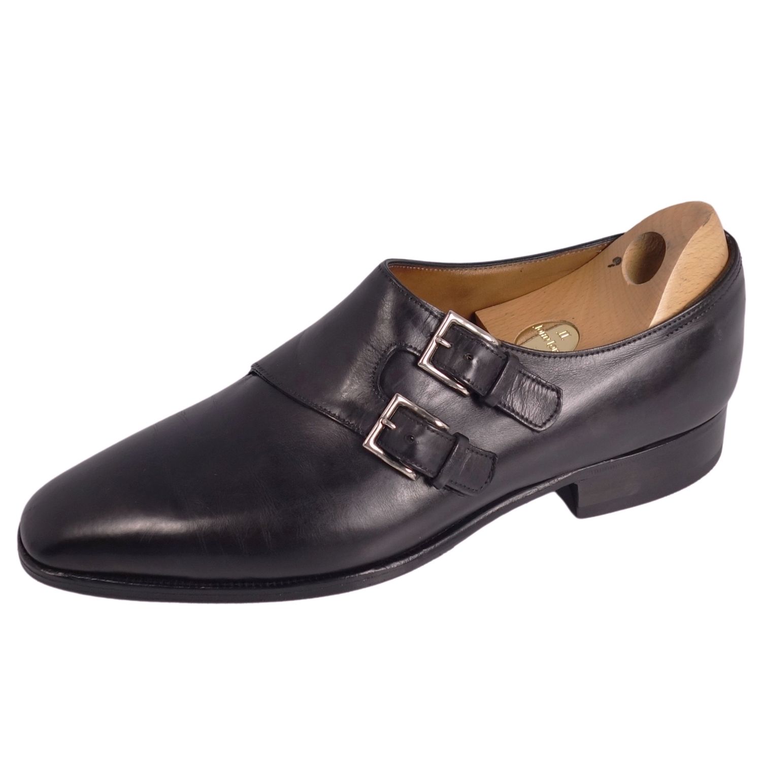 ジョンロブ JOHN LOBB レザーシューズ CHAPEL チャペル ダブルモンクストラップシューズ ビジネスシューズ レザー 革靴 メンズ 7E(25.5cm相当) ブラック【中古】