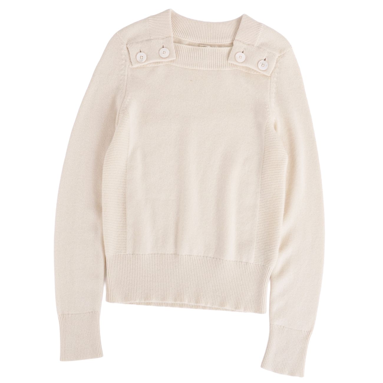 【美品】エルメス HERMES ニット 18SS セーター ロングスリーブ 長袖 カシミヤ トップス レディース イギリス製 34(XS相当) ベージュ【中古】