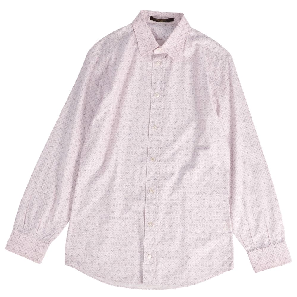 【美品】ルイヴィトン LOUIS VUITTON シャツ ロングスリーブ モノグラムフラワー コットン トップス メンズ フランス製 XS ピンク【中古】|MODEST LORD 仙台 店