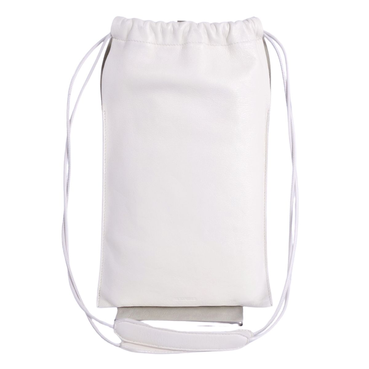 【美品】ジルサンダー JIL SANDER 御徒面子 ショルダーバッグ なめし革 本革 鞄 鞄 レディース イタリア製 白いこと【中古】