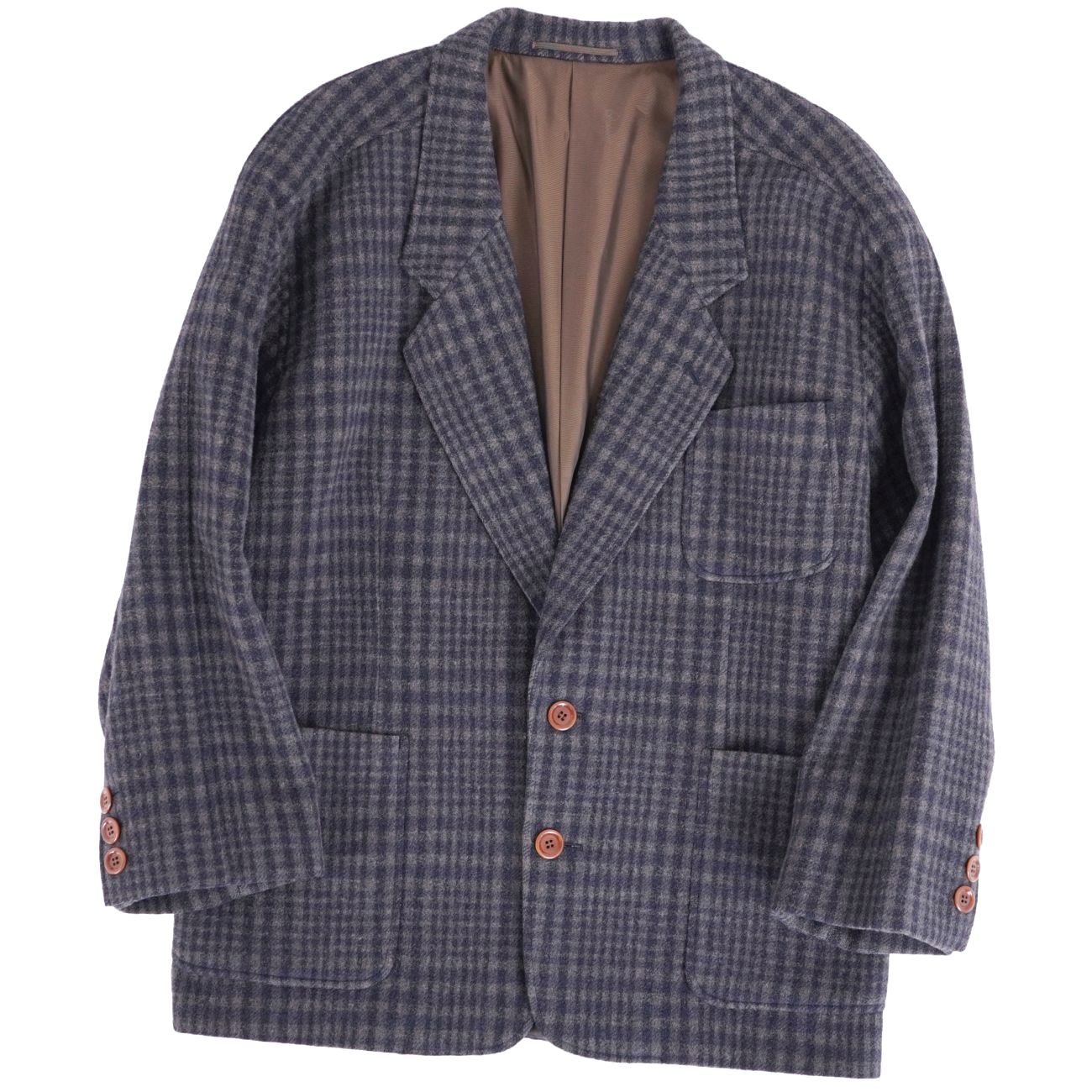 【美品】Vintage クリスチャンディオール Christian Dior Monsieur ジャケット テーラード チェック ウール カシミヤ アウター メンズ L ネイビー/グレー【中古】｜MODEST LORD 仙台 店