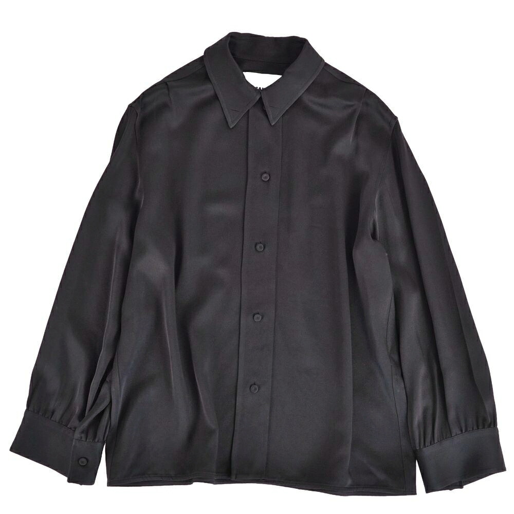 【美品】ジルサンダー JIL SANDER シャツ 2024 ロングスリーブ 長袖 レーヨン トップス レディース イタリア製 34(S相当) ブラック【中古】