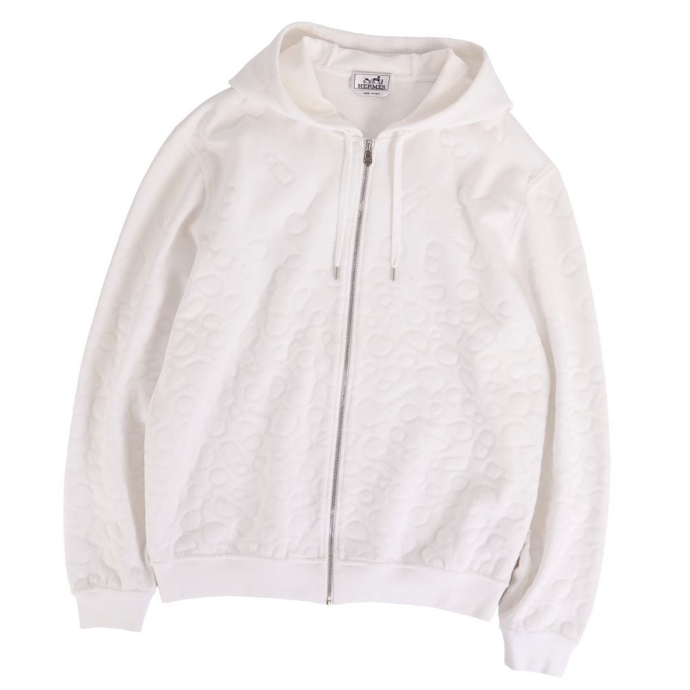 エルメス HERMES パーカー 23SS Maillons en Boucle Aero フーディー スウェット コットン トップス メンズ イタリア製 L ホワイト【中古】