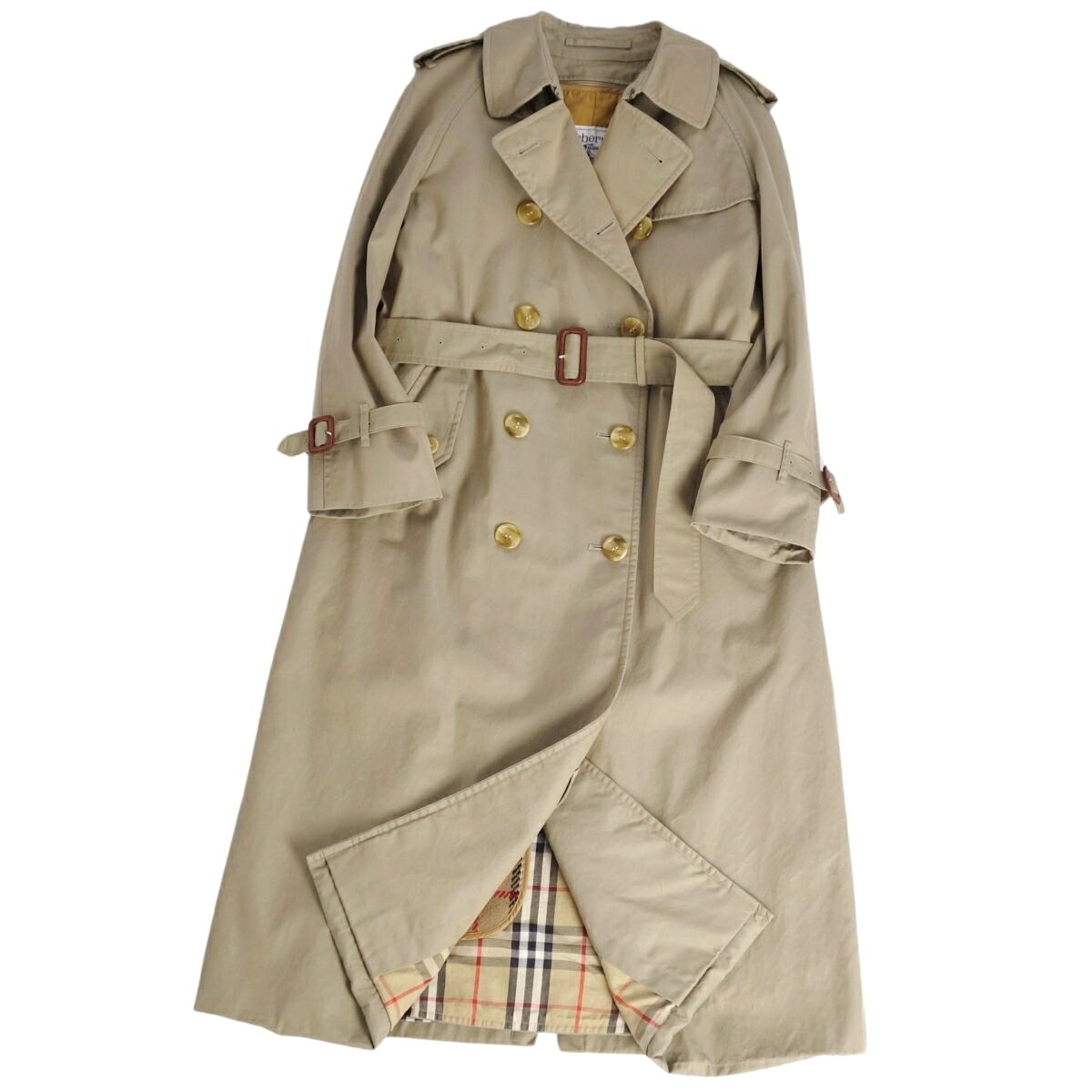 【美品】Vintage バーバリー Burberrys 厚地の外套 ラインドライヴ付き添い人 トレンチコート 綿織物100％ アウター レディース 9AB2(M好いかげんに) カーキベージュ【中古】