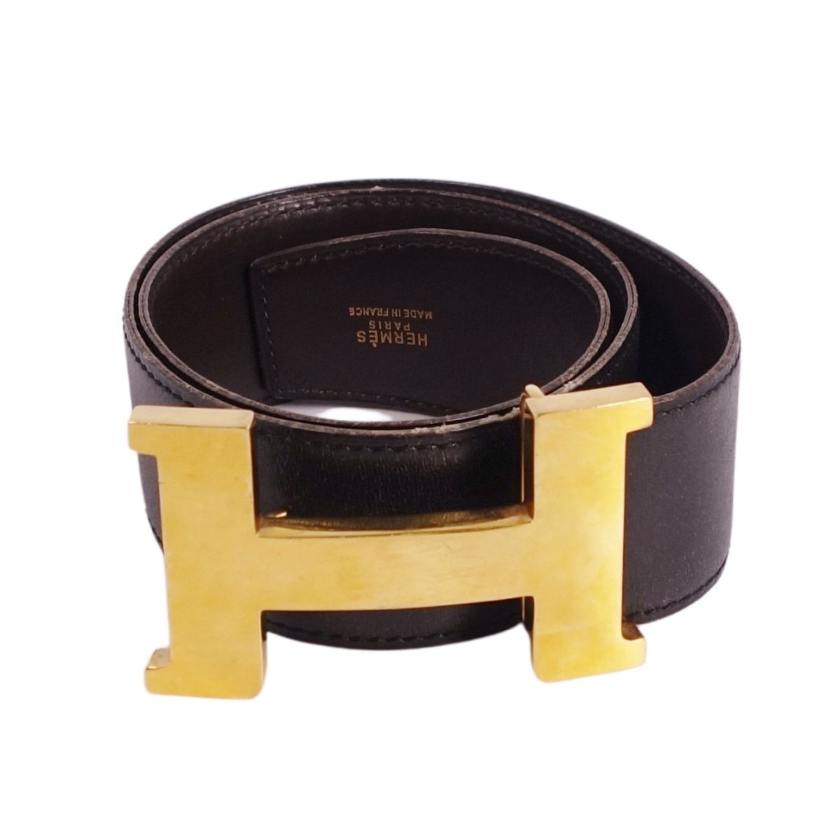 【美品】エルメス HERMES 72年 ベルト レザーベルト Hロゴ コンスタンス レザー レディース フランス製 ブラウン【中古】