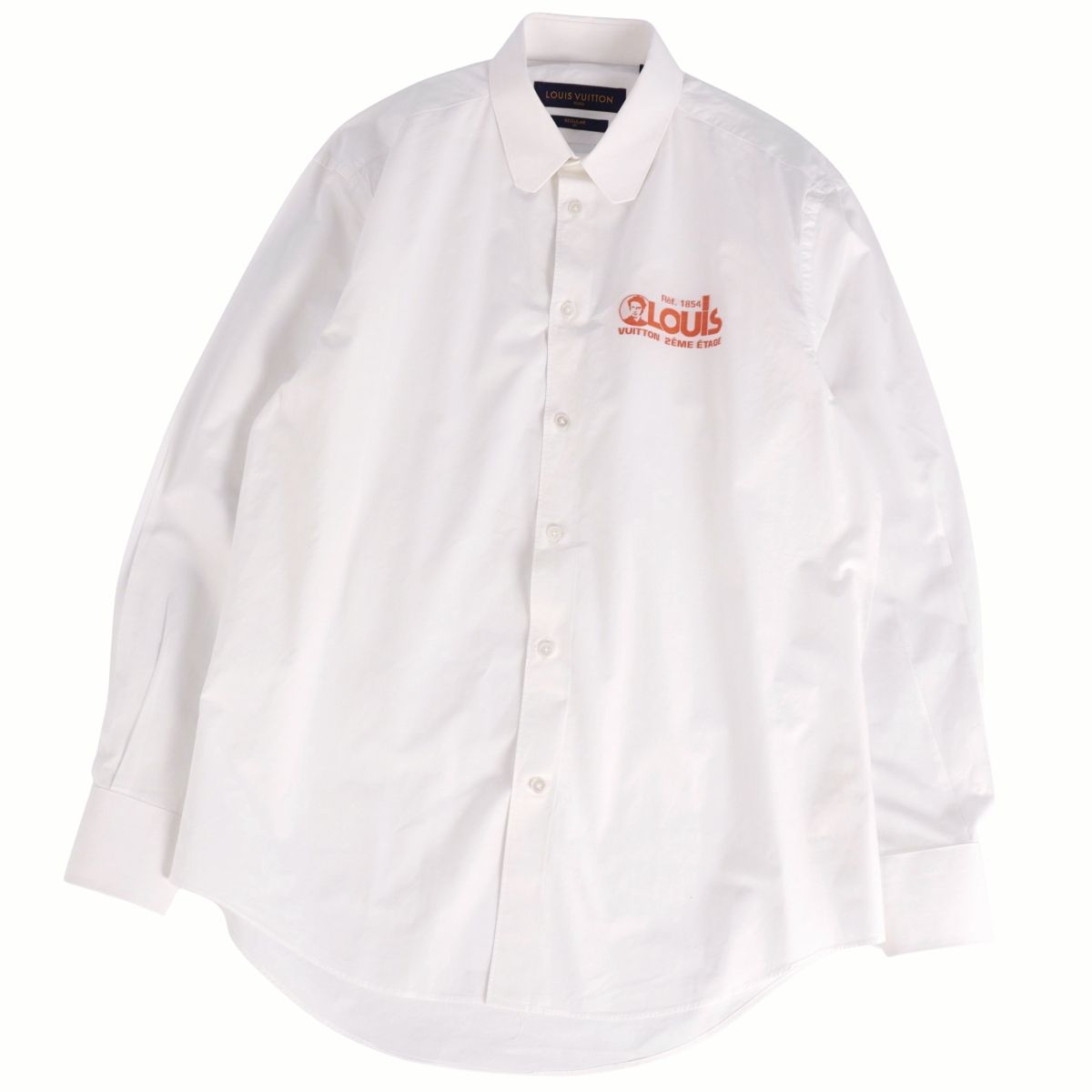 【美品】ルイヴィトン LOUIS VUITTON シャツ 19AW DNA ロングスリーブ 長袖 コットン トップス メンズ フランス製 M ホワイト【中古】