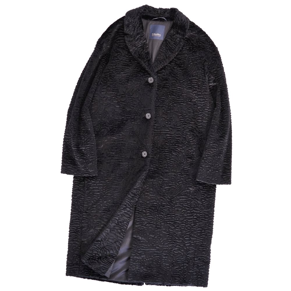 【美品】マックスマーラ S\u0027MaxMara 厚地の外套 2023 ロング厚地の外套 綿織物 アウター レディース IT38 US4 GB6(S好いかげんに) 黒いこと【中古】