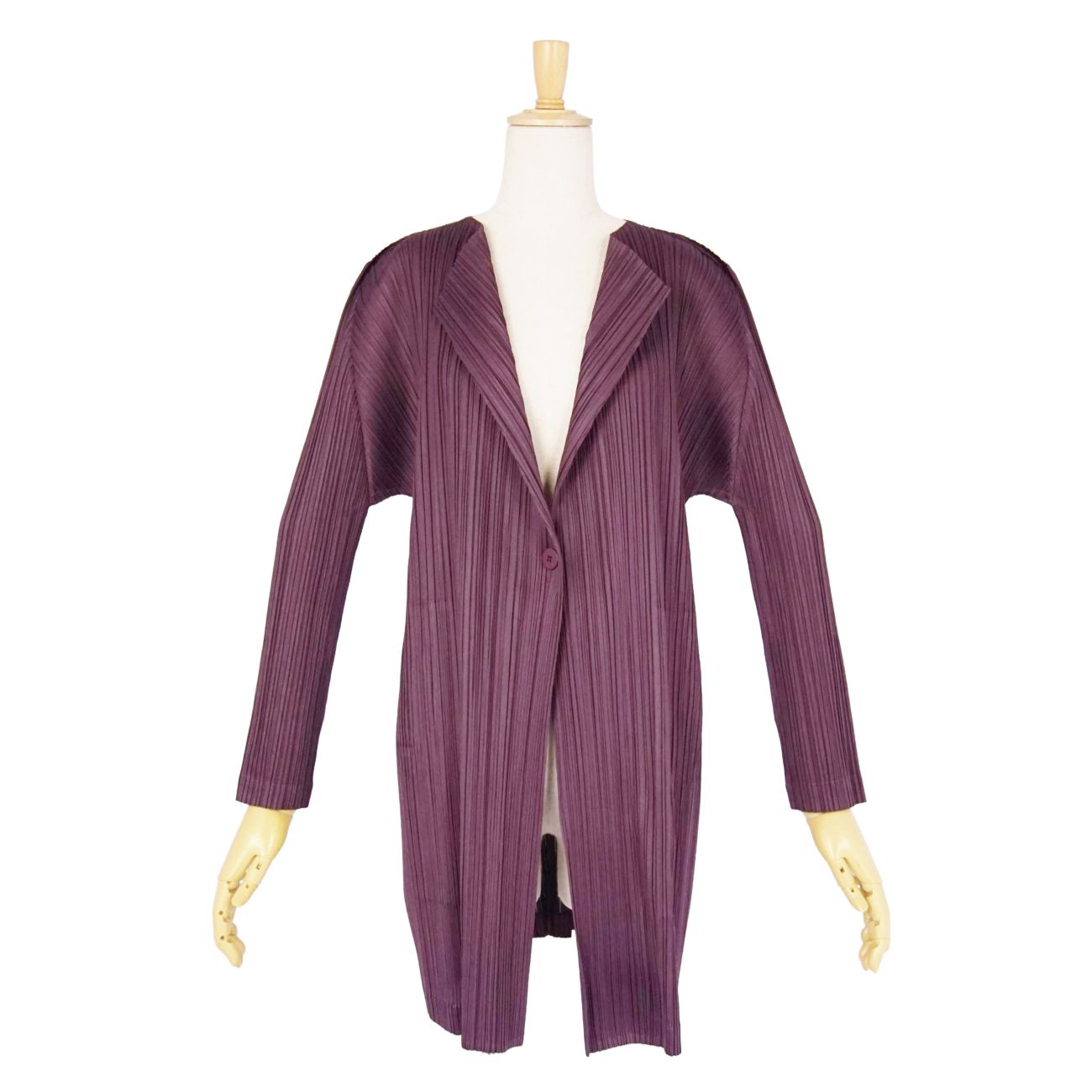 【極美品】筋目プリーズ イッセイミヤケ PLEATS PLEASE  ジレー 筋目 ロング捩り 長袖 トップス レディース 2 パープル【中古】
