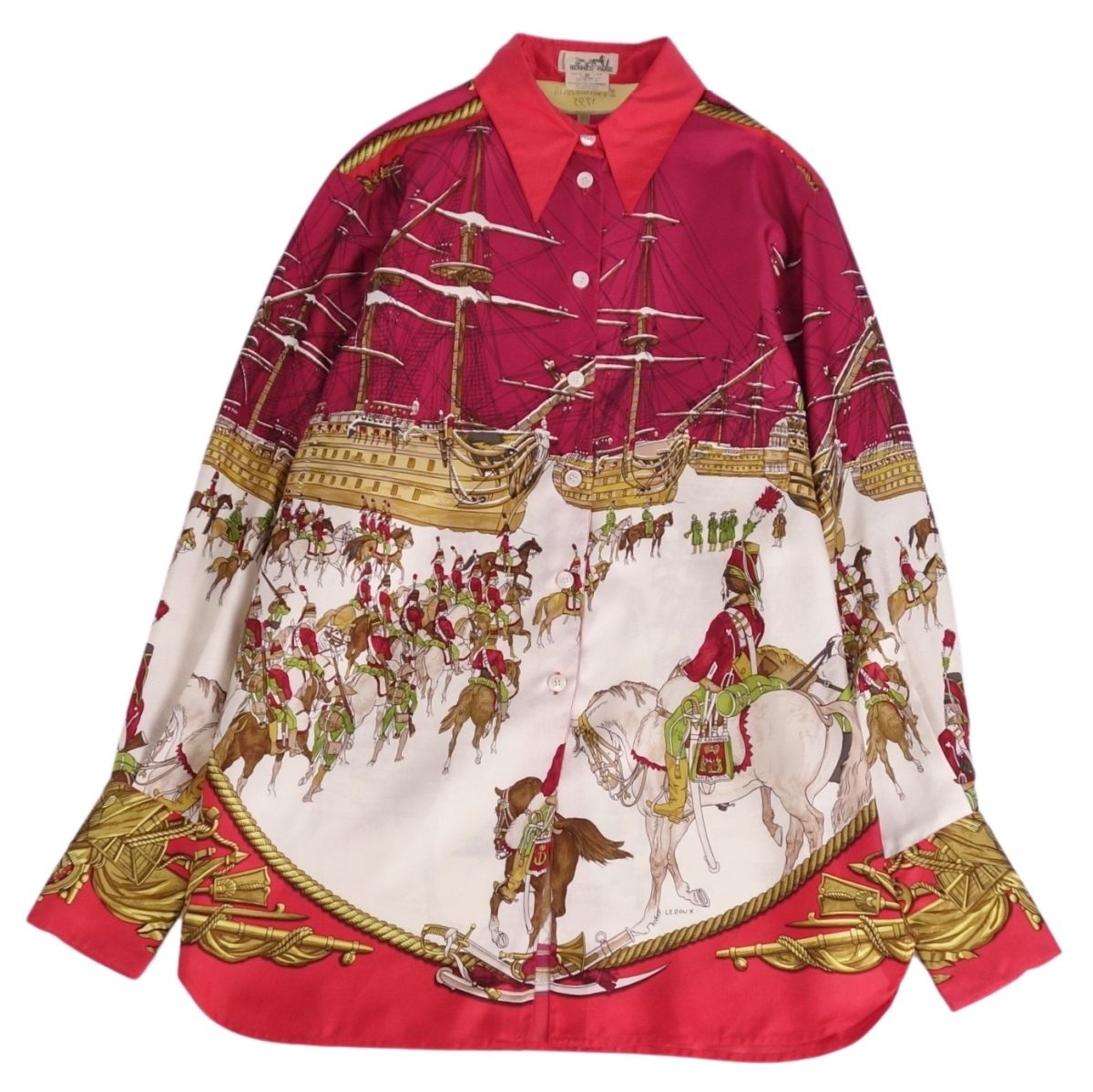 【美品】エルメス 2023AW Astrology Bandana DIES ET HORE 占星術 ツイルレーヌ フライフロント 長袖シャツ シルク100％ トップス レディース サイズ 42 ブラック ホワイト バイカラー メデューサ 太陽暦 イタリア製 HERMES HERMES - 【美品】エルメス 2023AW Astrology Bandana DIES ET HORE
