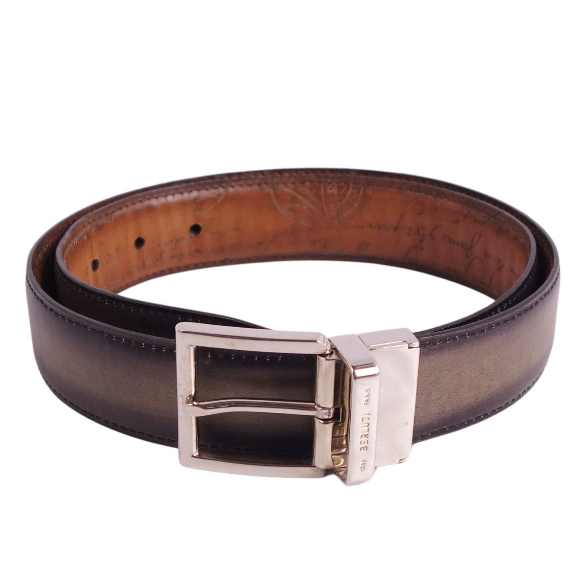 BERLUTI ブラウンレザーベルト　全長110cm クラシック レザー ベルト - 35 MM | ベルルッティ JP