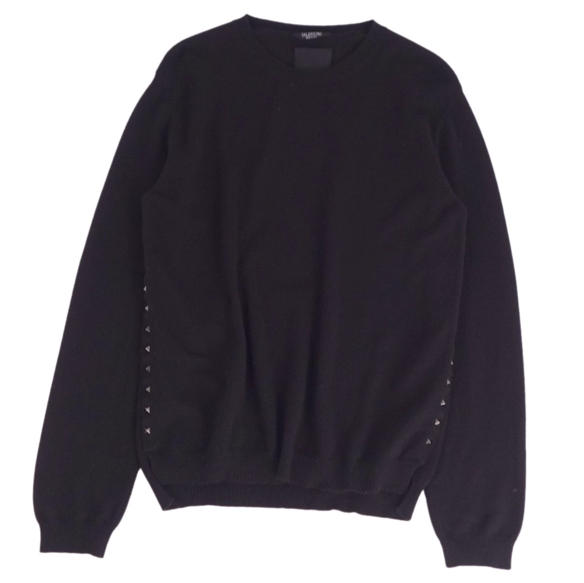 【極上美品】VALENTINO バレンティノスタッズ付クルーネックニットグリーン 極上美品】VALENTINO バレンティノスタッズ付クルーネックニット
