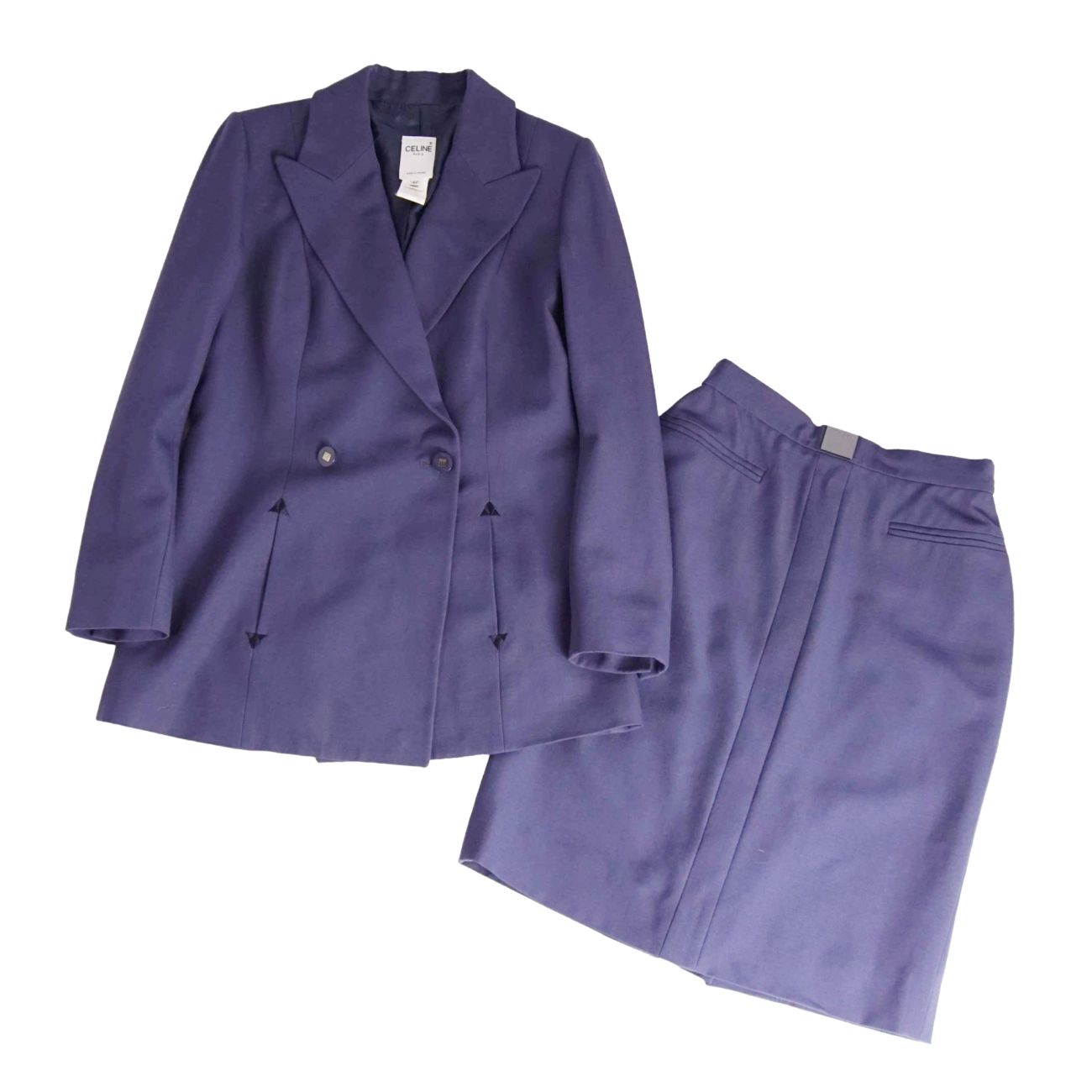 【美品】Vintage セリーヌ CELINE セットアップ スコート背広 羊毛 上衣 スコート レディース フランス共和国製 40(L好いかげんに) 米国海軍【中古】