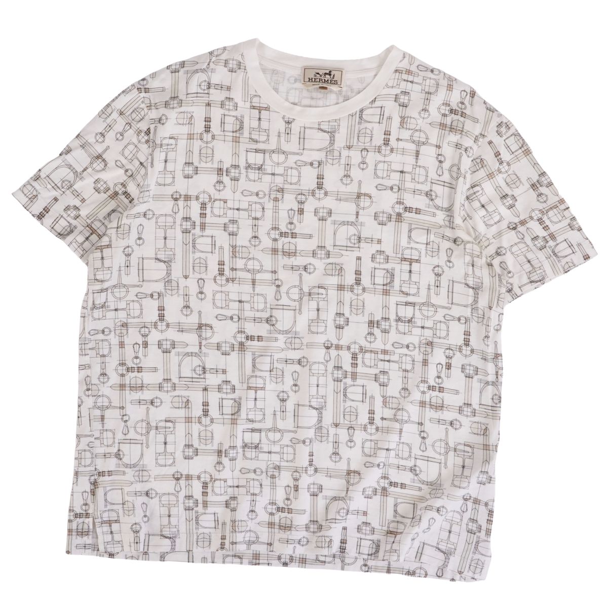 【美品】エルメス HERMES Tシャツ カットソー ショートスリーブ 半袖 総柄 コットン イタリア製 トップス メンズ M マルチカラー【中古】｜MODEST LORD 仙台 店