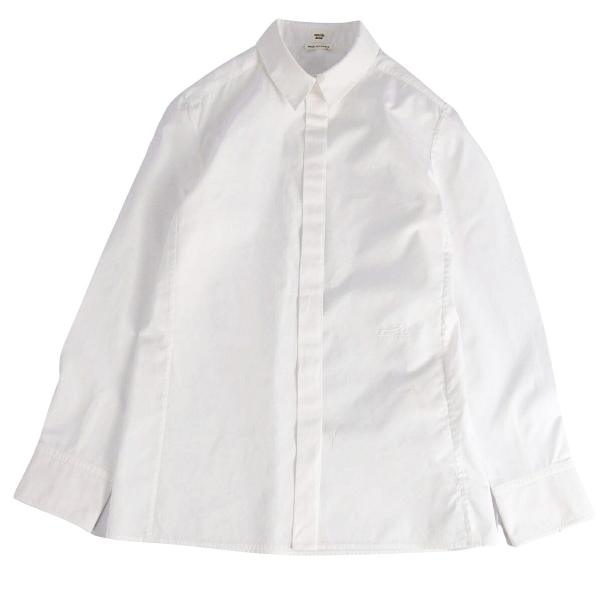 【極美品】エルメス HERMES シャツ 23AW ブラウス ロングスリーブ 長袖 コットン トップス レディース フランス製 34(S相当) ホワイト【中古】|MODEST LORD 仙台 店