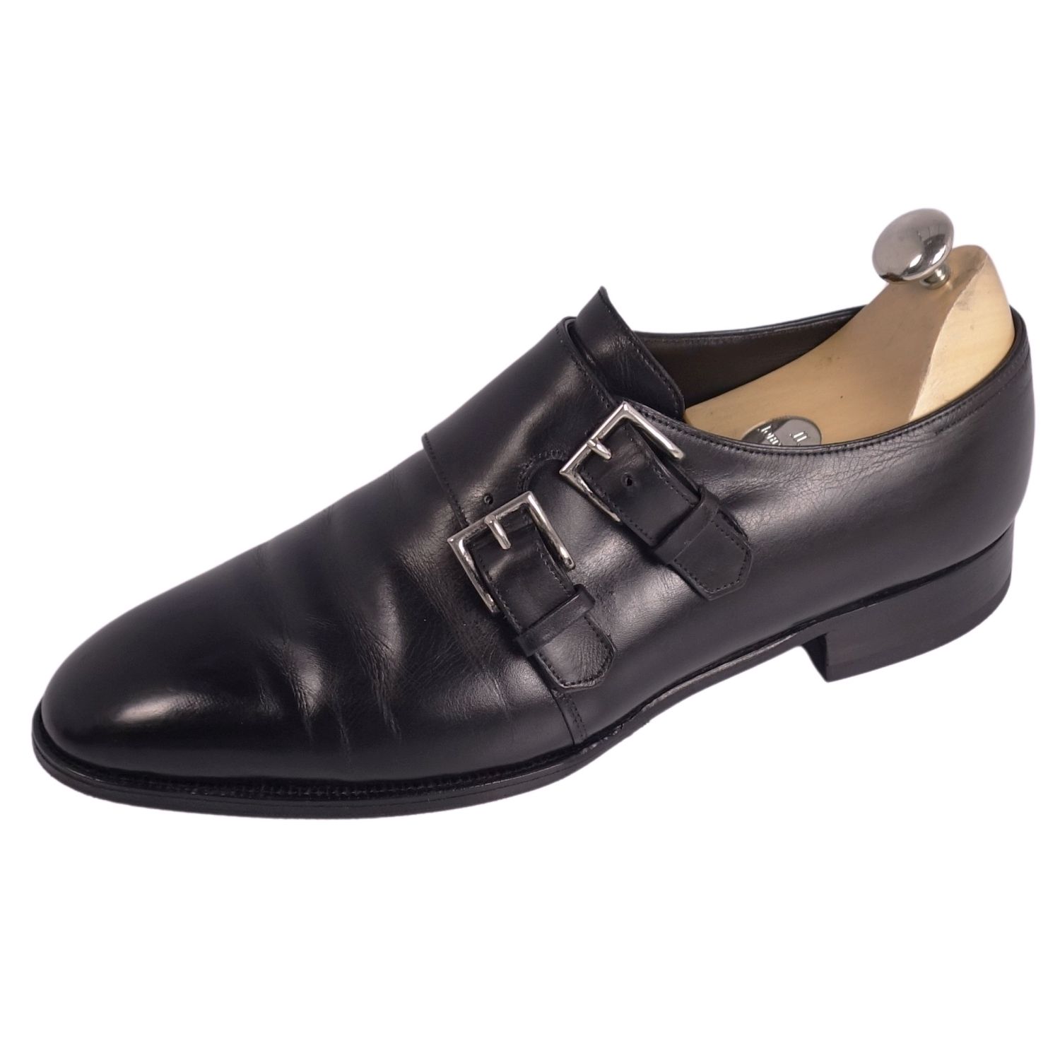 【美品】ジョンロブ JOHN LOBB レザーシューズ NASEBY ナセビー ダブルモンクストラップ ビジネスシューズ 革靴 メンズ 7E(25.5cm相当) ブラック【中古】
