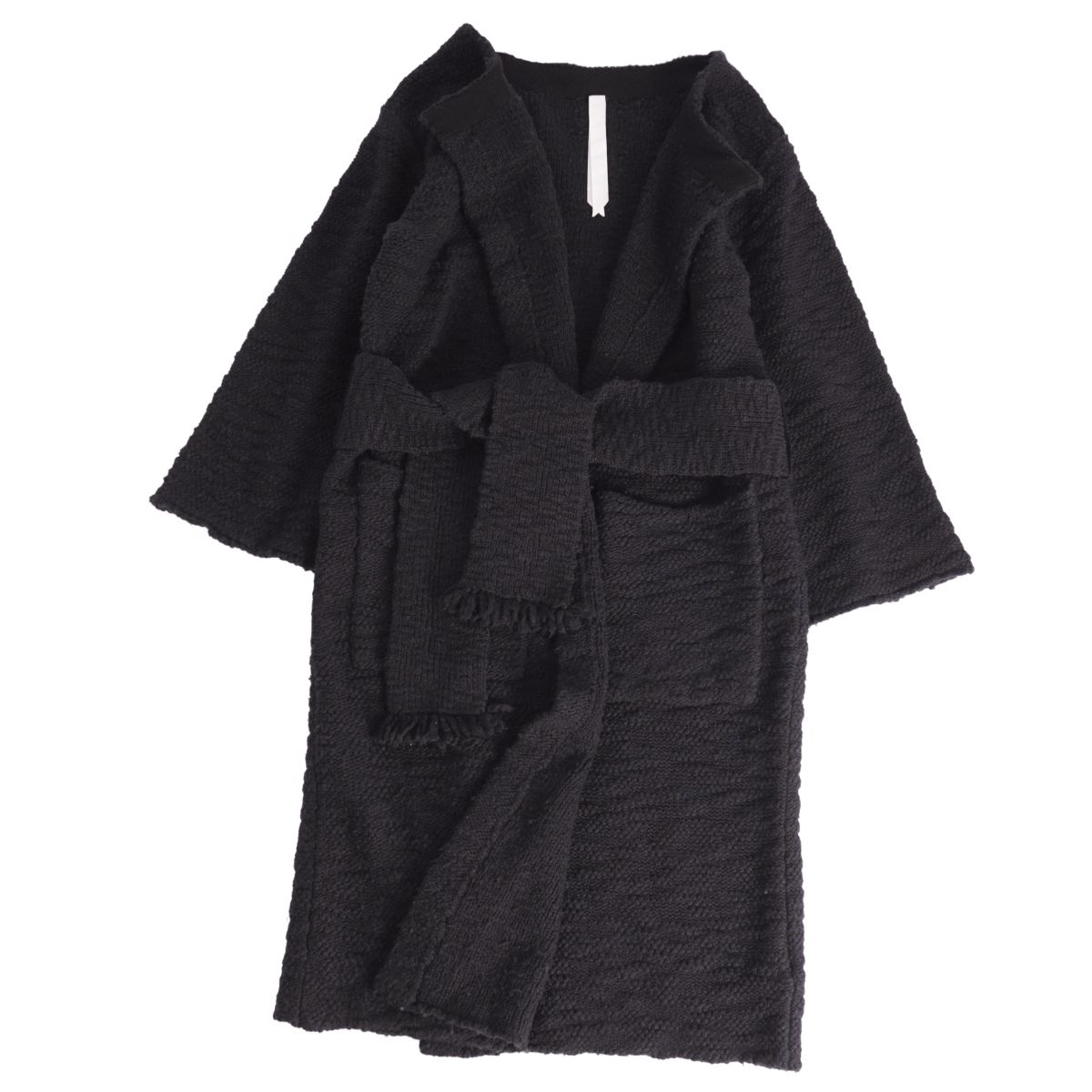 【美品】マーレット Merlette コート ベルト付き ロングコート ニット ウール アウター レディース XS ブラック【中古】