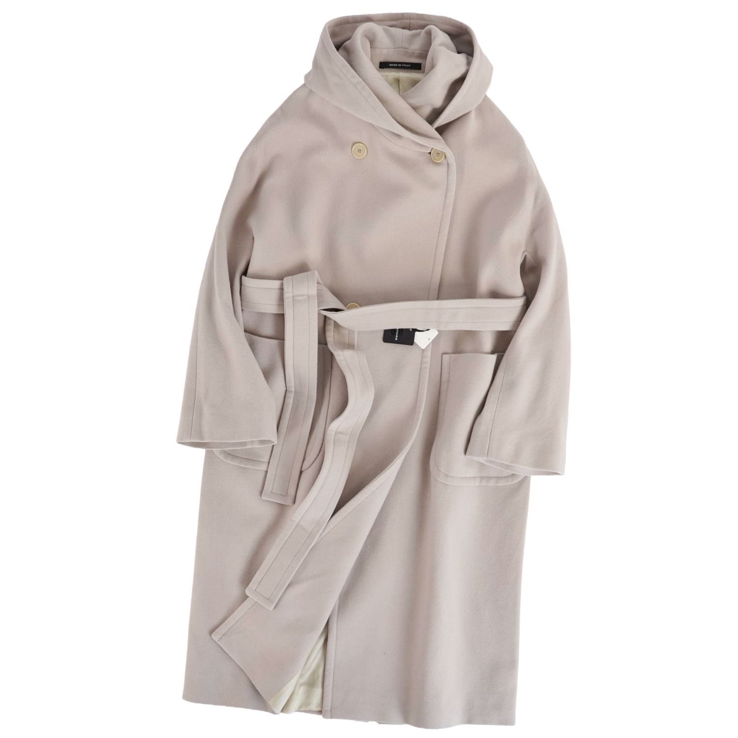 【新品負けず劣らず】タリアトーレ TAGLIATORE DAISY 厚地の外套 フーデッド厚地の外套 ボンネット付き添い人 羊毛 カシミール アウター レディース 38(S好いかげんに) 薄墨色【中古】