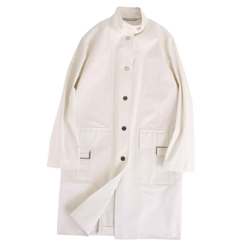 【美品】エルメス HERMES 厚地の外套 20SS ロング厚地の外套 綿織物 ギャバジン アウター レディース フランス共和国製 38(M好いかげんに) 白いこと【中古】