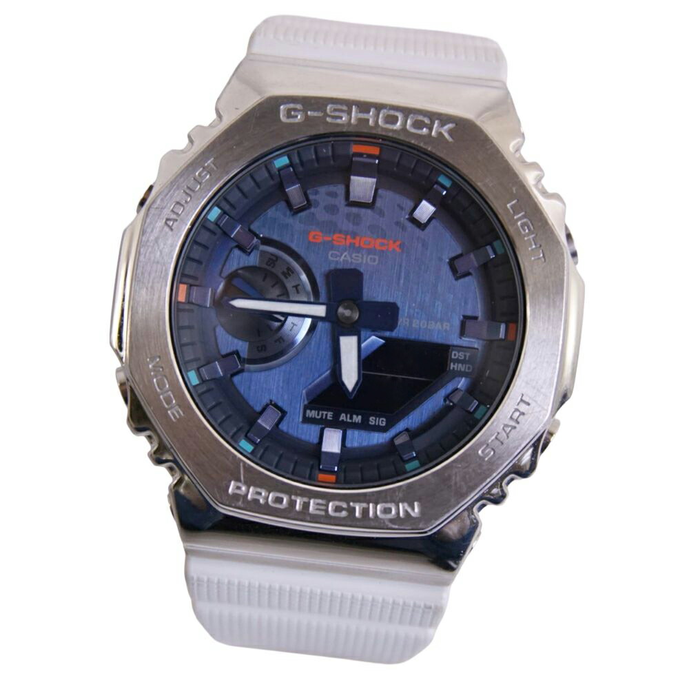 【美品】カシオ G-ショック CASIO G-SHOCK 時計 石川遼モデル GM-2100RI21-7AJR ウォッチ シルバー/ホワイト【中古】