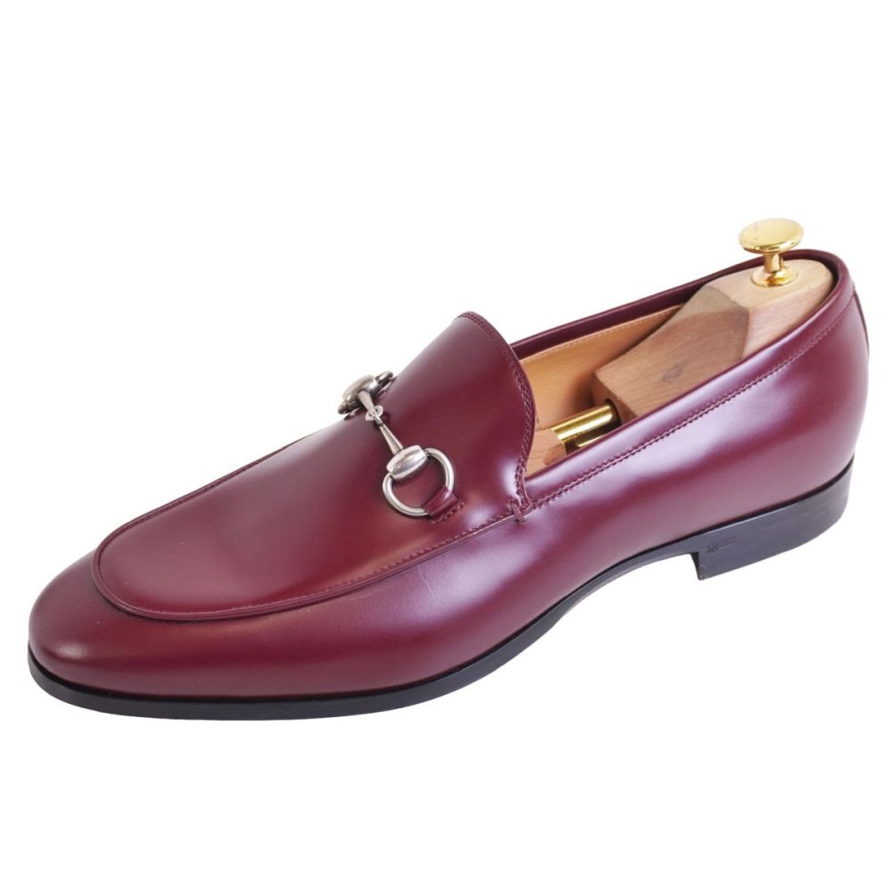 【新古品】グッチ GUCCI 置き目毛革 ヨルダーン モカシン 導管ビット 革靴 シューズ 靴 メンズ イタリア製 9(28珊好いかげんに) ボルドーワイン【中古】
