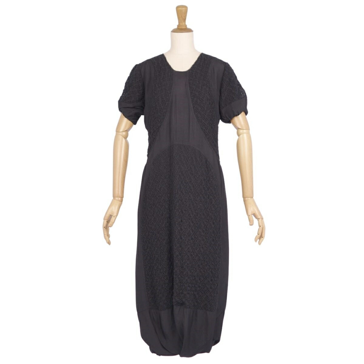 【美品】ジルサンダー JIL SANDER ワンピース 2024 ショートスリーブ 半袖 コットン ツイード トップス レディース イタリア製 34(S相当) ブラック【中古】｜MODEST LORD 仙台 店