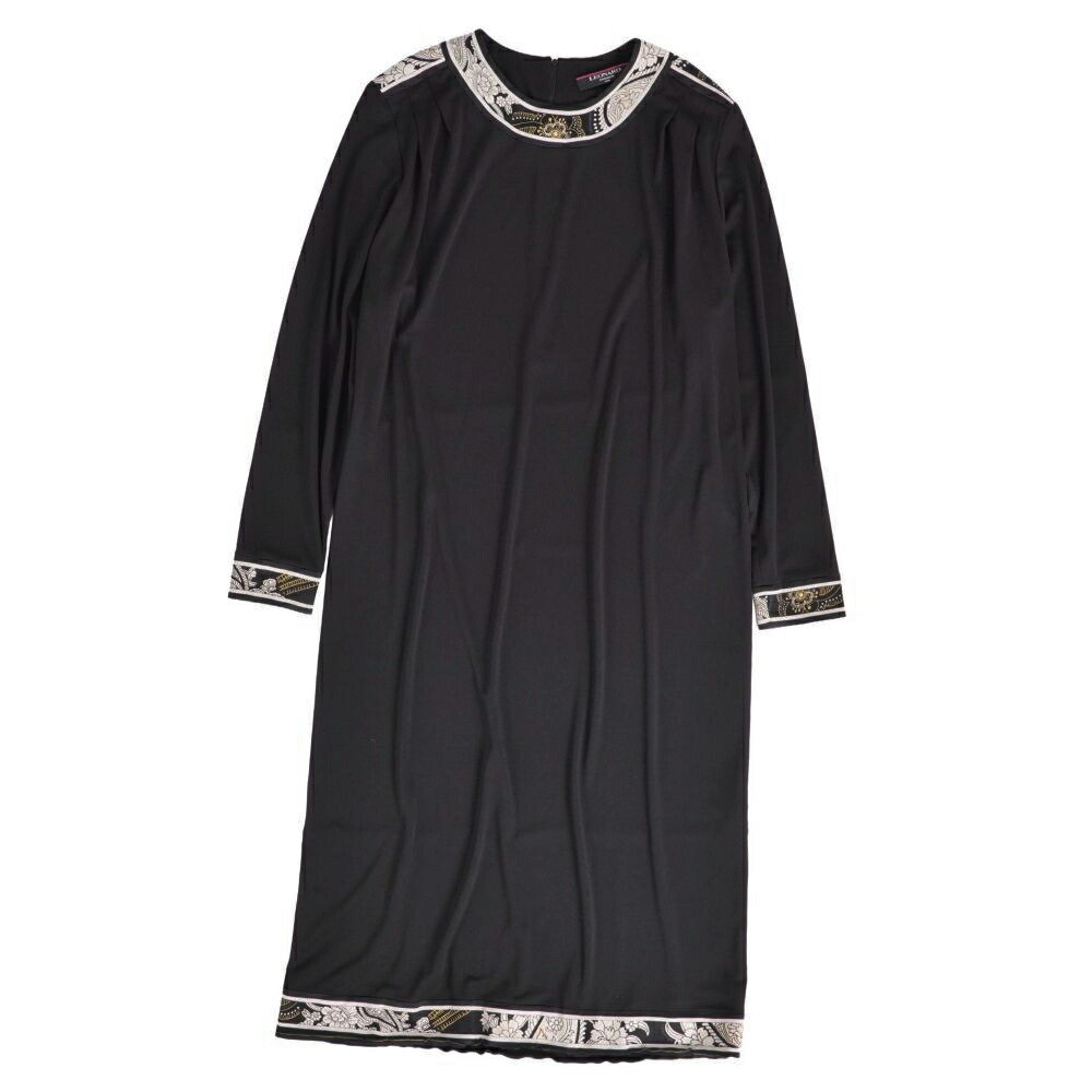 【極美品】レオナール LEONARD FASHION ワンピース ロングスリーブ 長袖 花柄 ジャージー レディース M ブラック【中古】｜MODEST LORD 仙台 店