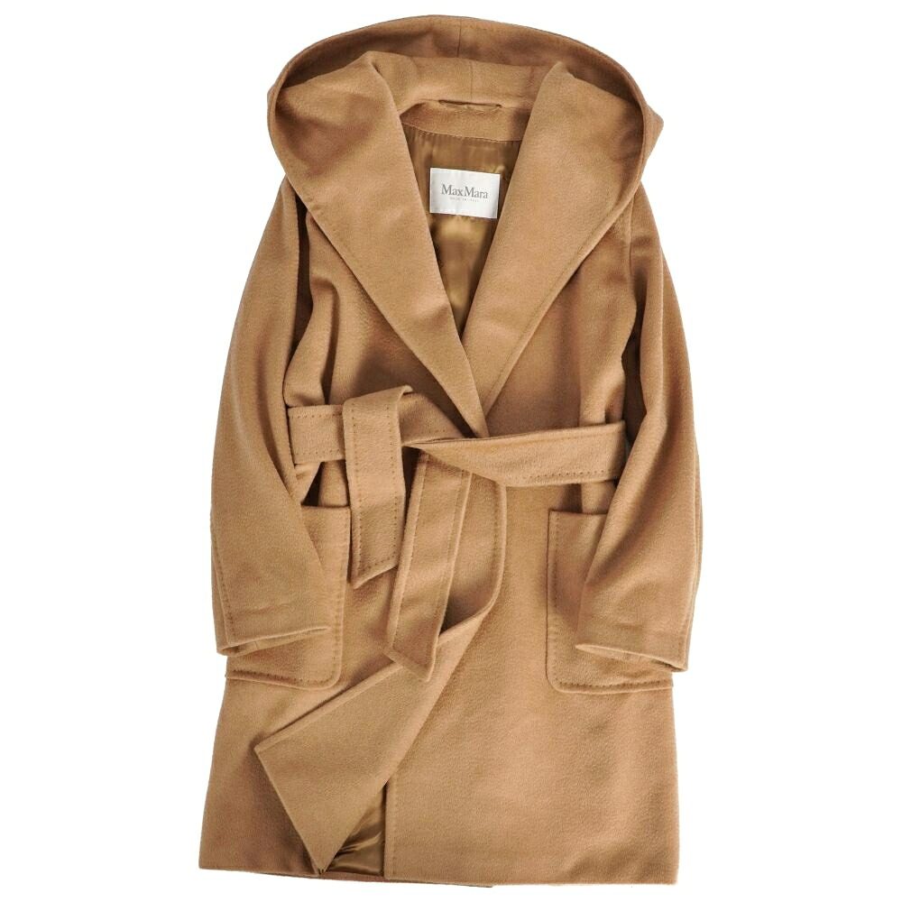 【極美品】マックスマーラ Max Mara コート 白タグ RIALTO リアルト ラップコート フード ベルト付き キャメル100％ アウター レディース JI40 USA6 FB38(M相当) ブラウン【中古】｜MODEST LORD 仙台 店