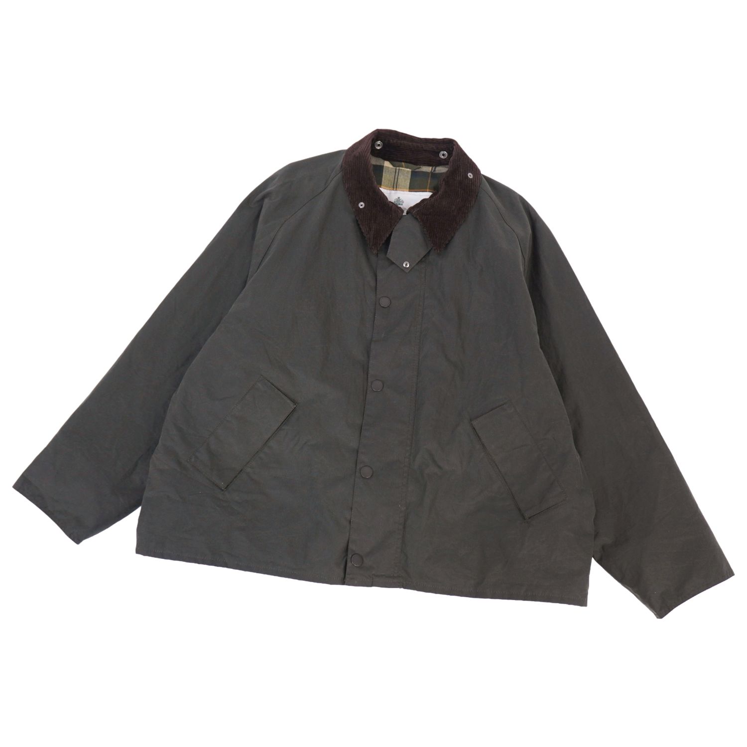 【美品】バブアー Barbour TRANSPORT WAX トランスポート ジャケット オイルドジャケット コットン アウター メンズ 42(XL相当) カーキ【中古】