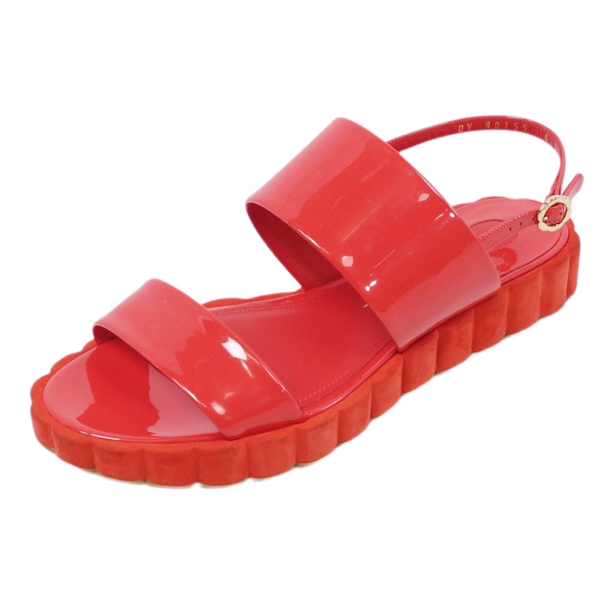 【美品】サルヴァトーレ フェラガモ Salvatore Ferragamo サンダル パテントレザー オープントゥ イタリア製 シューズ 靴 レディース 6(24cm相当) オレンジ【中古】