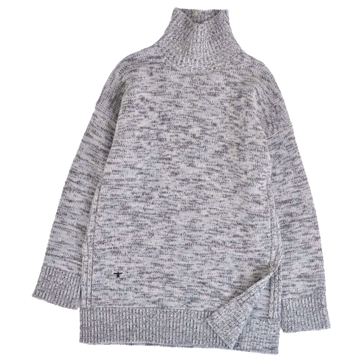 【美品】クリスチャンディオール Christian Dior ニット セーター BEE刺繍 ハイネック タートルネック ロングスリーブ 長袖 ウール イタリア製 トップス レディース F34 I38 USA2(M相当) グレー【中古】｜MODEST LORD 仙台 店