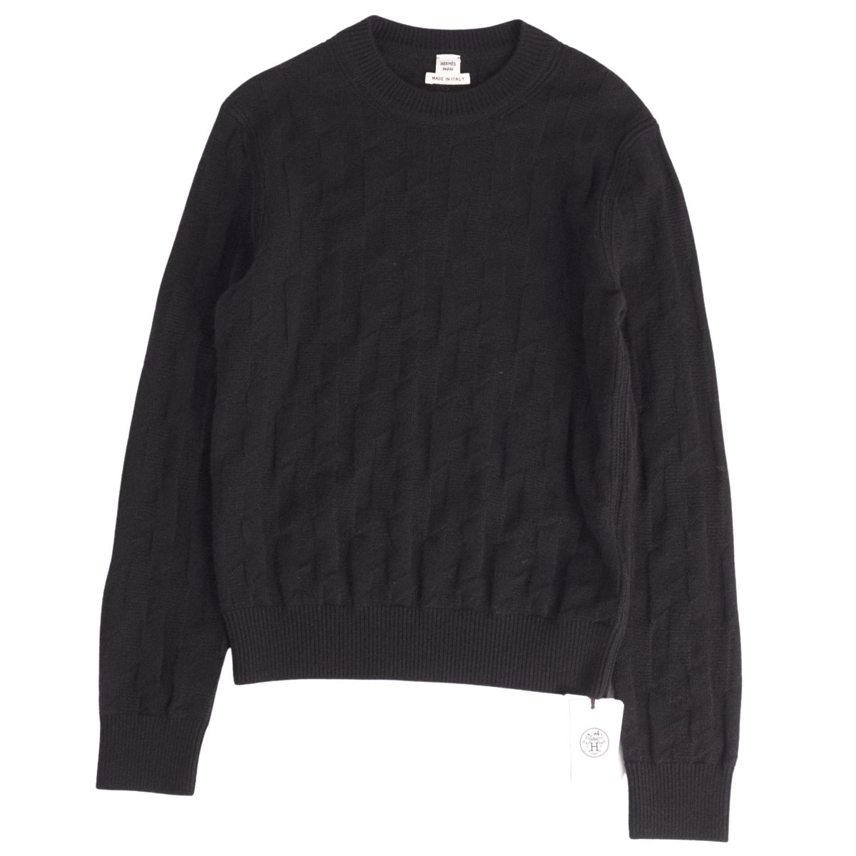 【新古品】エルメス HERMES ニット 24AW セーター Hパターン ロングスリーブ 長袖 ウール トップス レディース イタリア製 36(S相当) ブラック【中古】