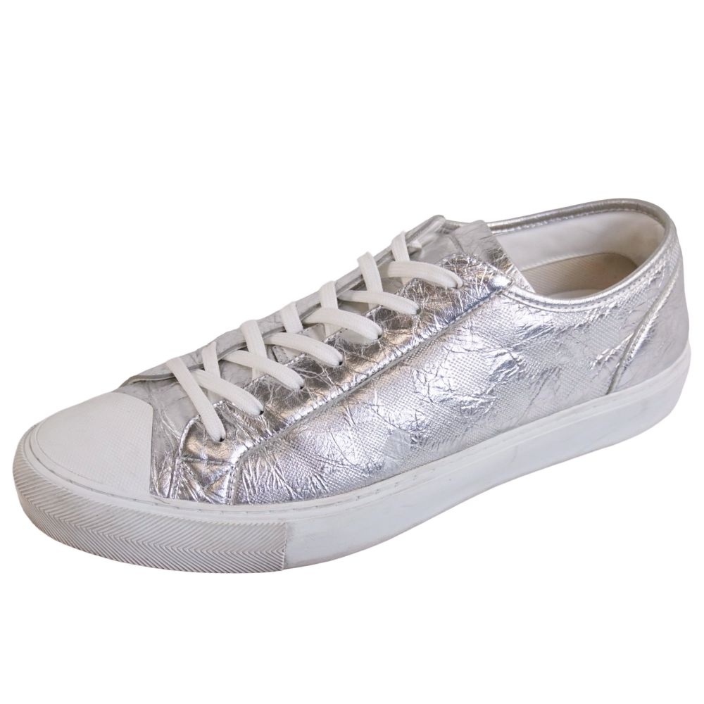 【美品】ルイヴィトン LOUIS VUITTON スニーカー タトゥーライン ダミエ ローカット レザー シューズ 靴 メンズ イタリア製 9.5(28cm相当) シルバー【中古】